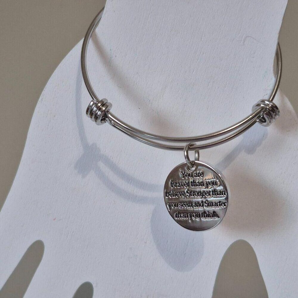 Inspirational Wire Bracelet 'You are Braver than you believe'...